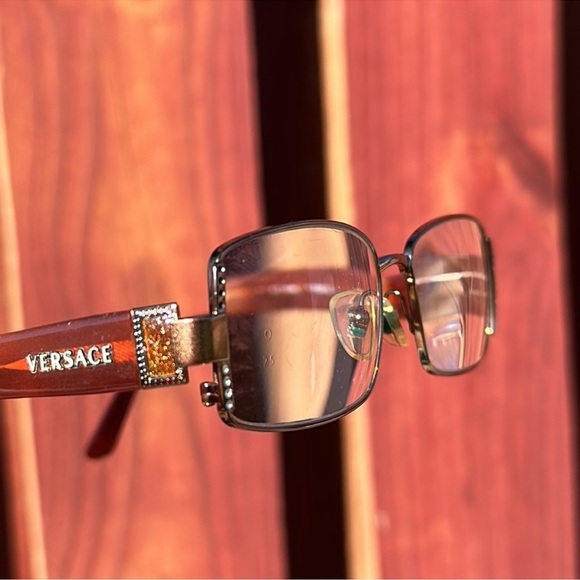 Versace Amber Eyeglasses with Silver Accents